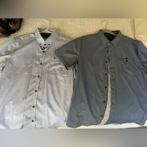 7 Diamonds Light Blue and Dark Blue Button Down Shirts - BUNDLE